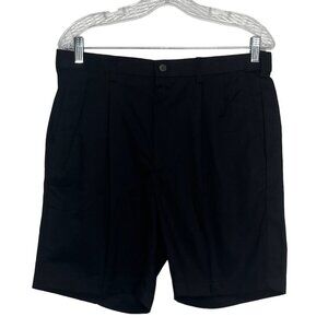 Haggar Classic Twill Shorts Mens Size 32 Black Pleated Front New